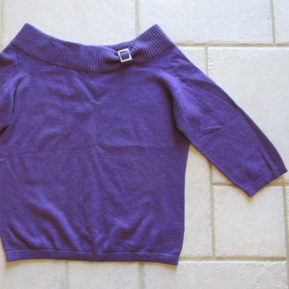 MARGARET O'LEARY WOMENS SIZE L SWEATER PURPLE CASHMERE RETR0 1950'S USA MADE - Picture 3 of 10